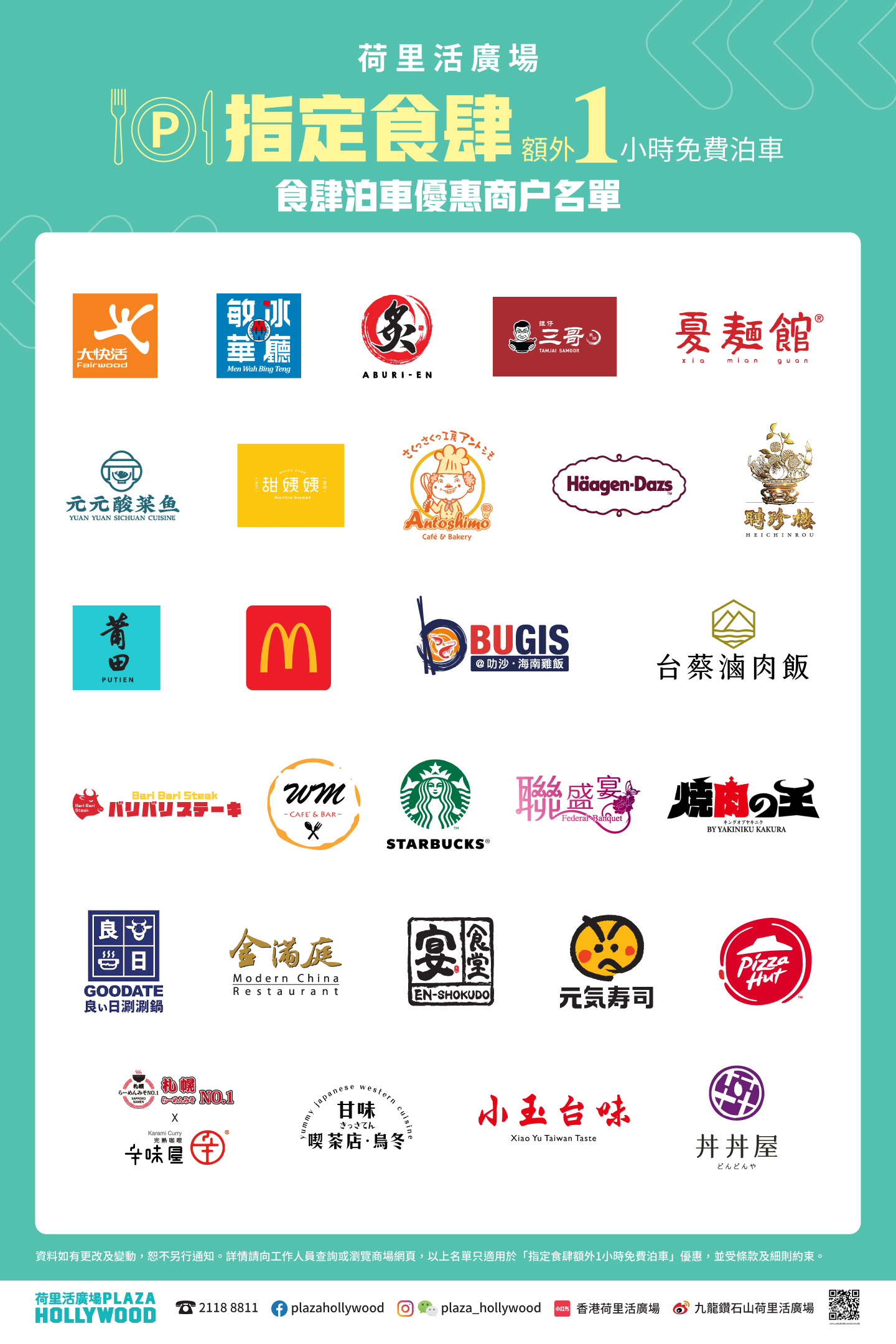 Dining Parking Offer - Tenant List
